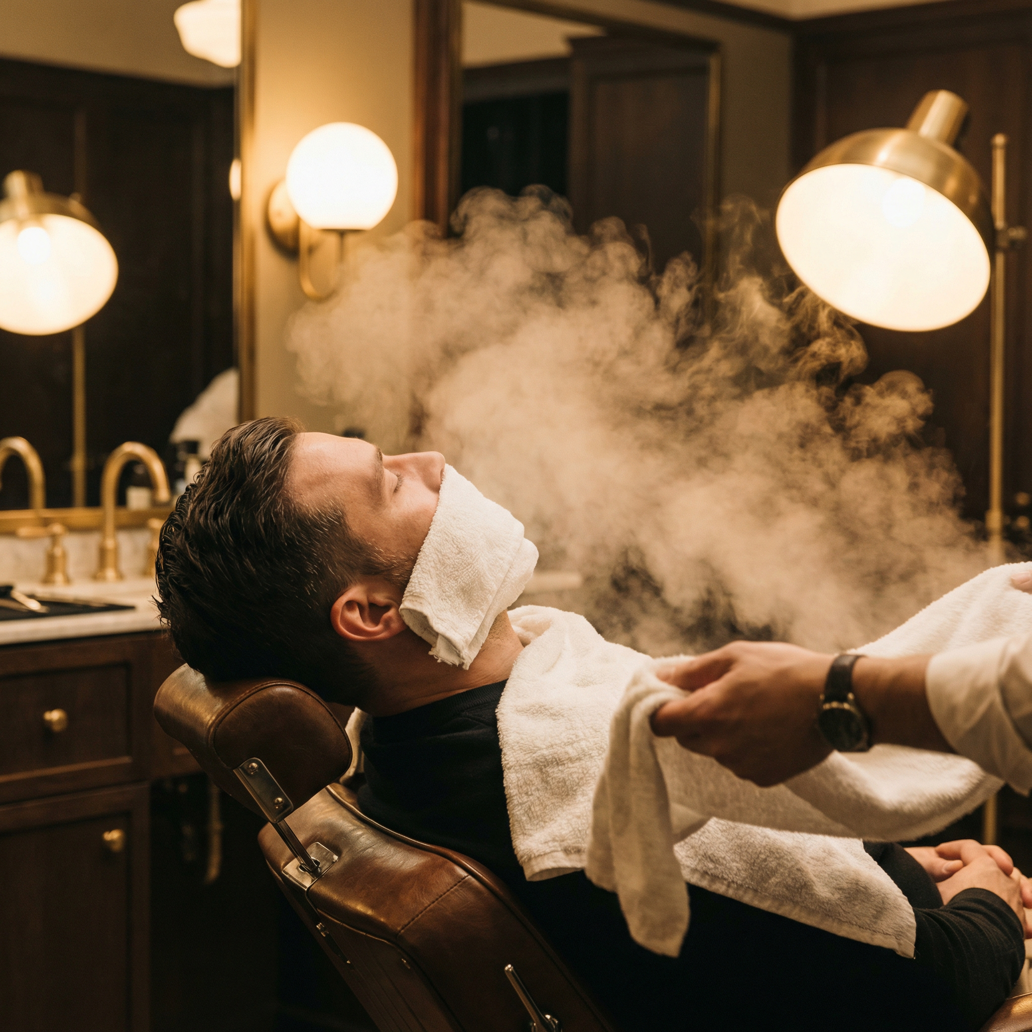 Hot towel shave at Prime Barbershop
